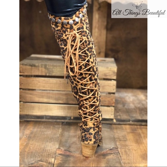LAST PAIR! SZ 8🐾L&B Texas Tall Leopard Boots🐾 - Picture 4 of 7